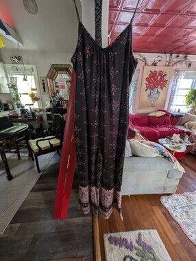 Black Floral Spaghetti-Strap Maxi Dress